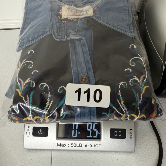 Anthropologie Holding Horses Denim Embroidered Shirt Women's Size 0 Western Boho - Picture 11 of 11